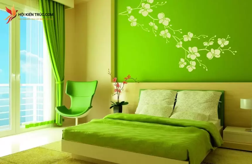 Phòng ngủ xanh lá mạ