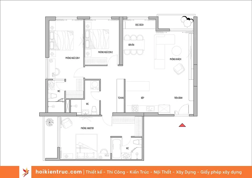 Thiết kế nội thất chung cư 3 phòng 1