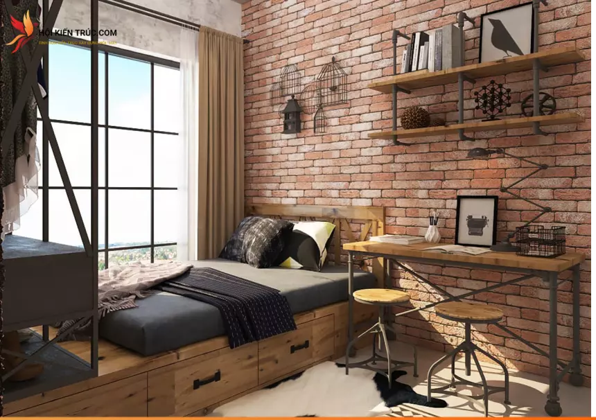 thiết kế nội thất căn hộ chung cư mini phong cách Industrial