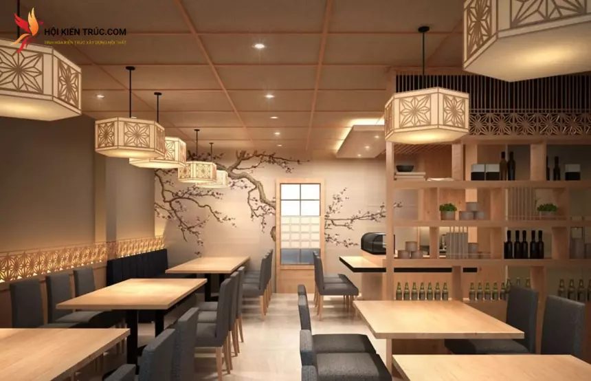 thiết kế thi công nội thất nhà hàng phong cách Nhật Bản