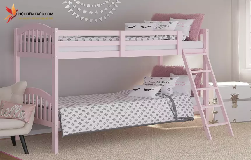Phòng ngủ giường tầng màu hồng