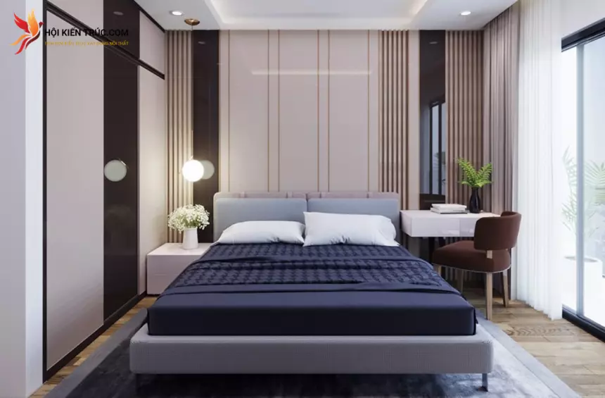 phòng ngủ màu xanh phong cách tối giản